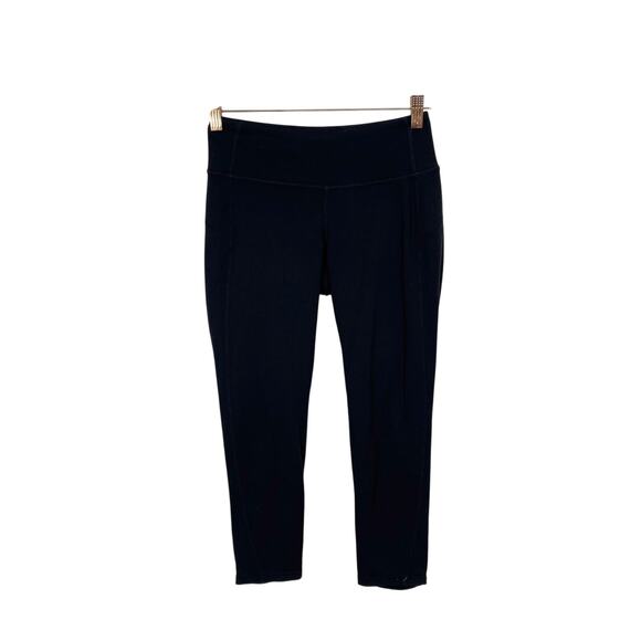 Athleta Black Power X's and O's Lace Calf Leggings Small S Workout Capri Womens - Picture 1 of 11